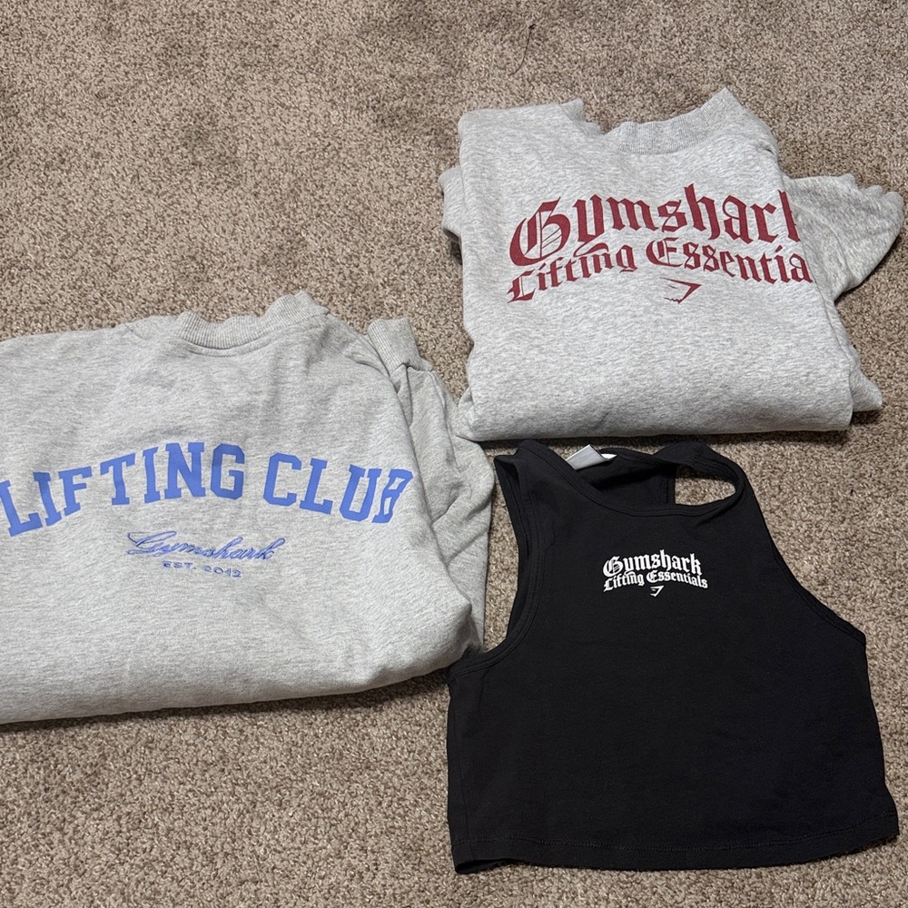 Gymshark Gray and Black Sweatshirts & Tank